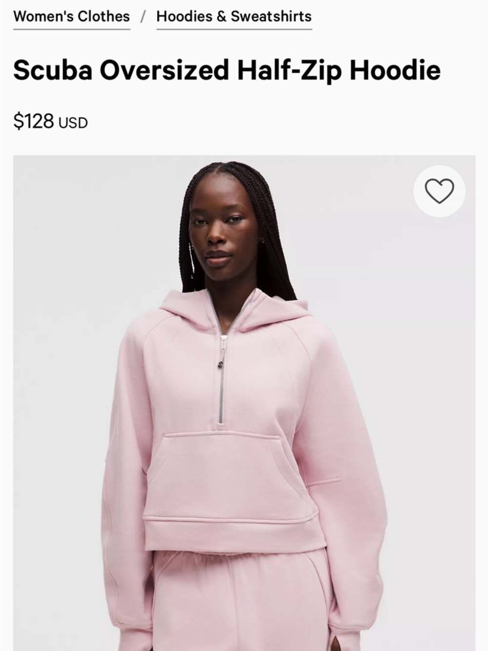 lululemon athletica Scuba Oversized Half-Zip Hoodie in Light Pink